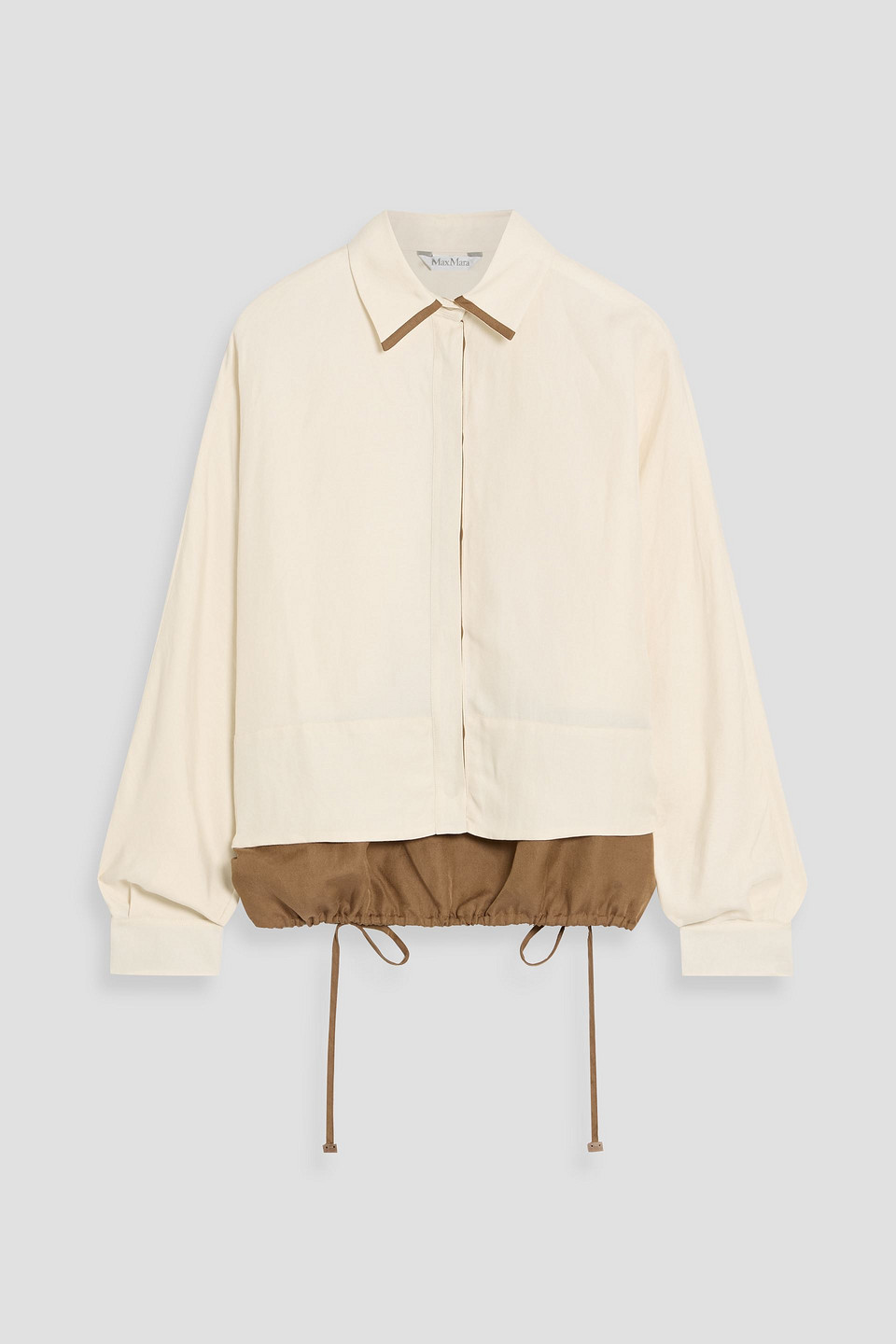 Max Mara Biacca Two-tone Linen And Silk-blend Twill Shirt In Pink