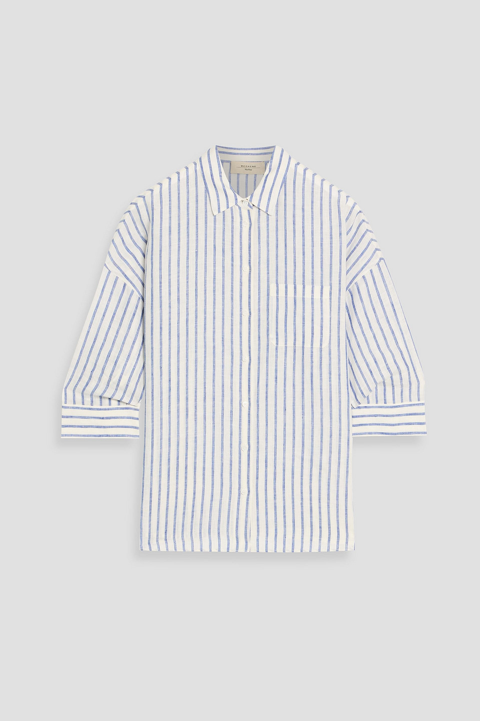 Weekend Max Mara Cantore Striped Linen Shirt In Neutral