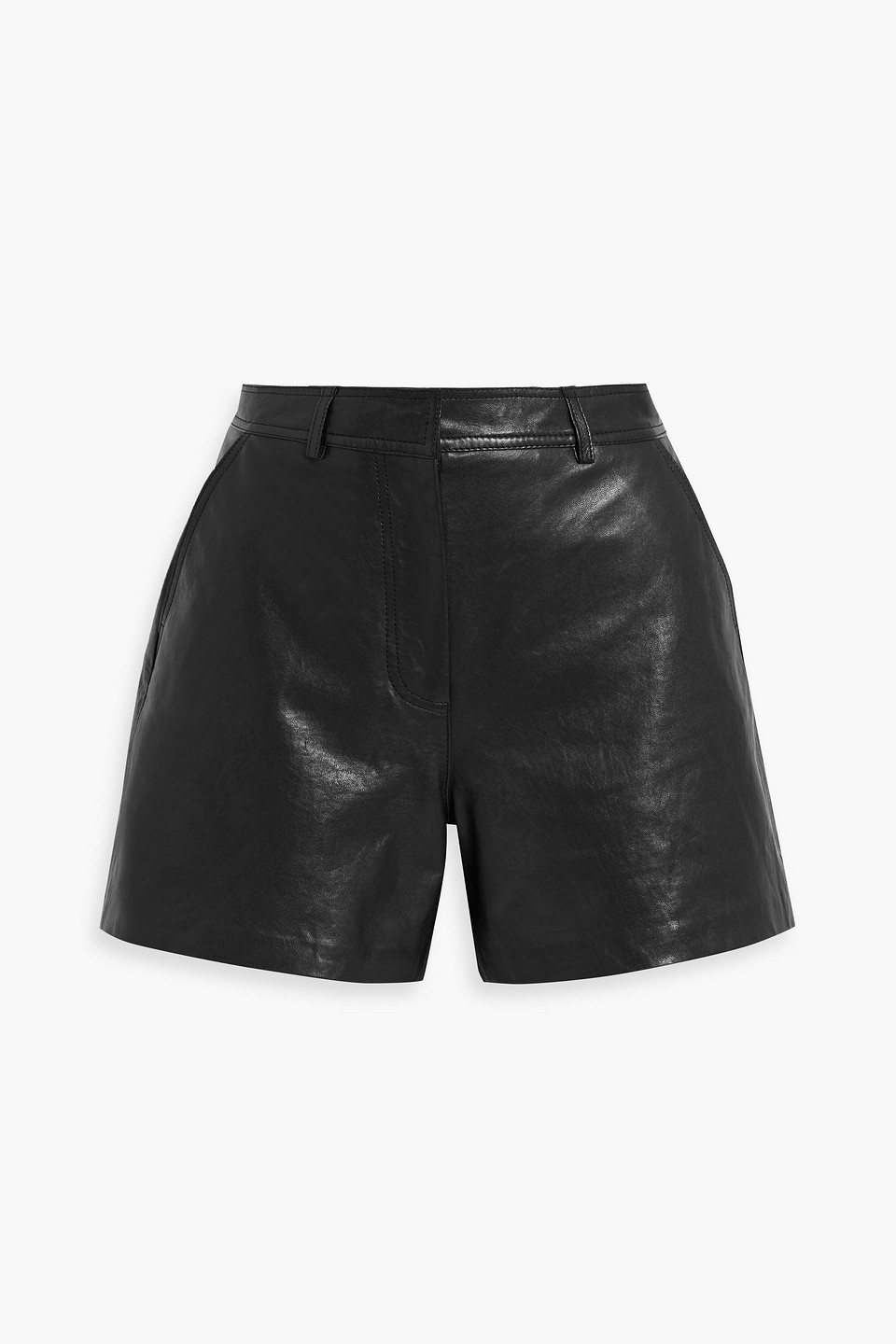 Weekend Max Mara Virgola Leather Shorts In Black