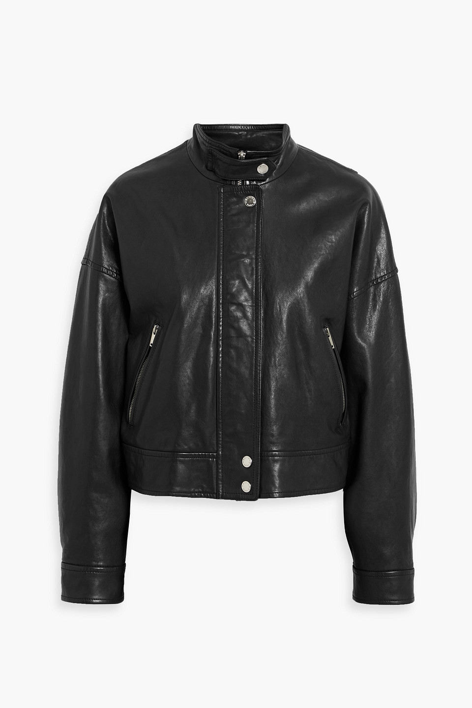 Weekend Max Mara Angel Leather Jacket In Blue