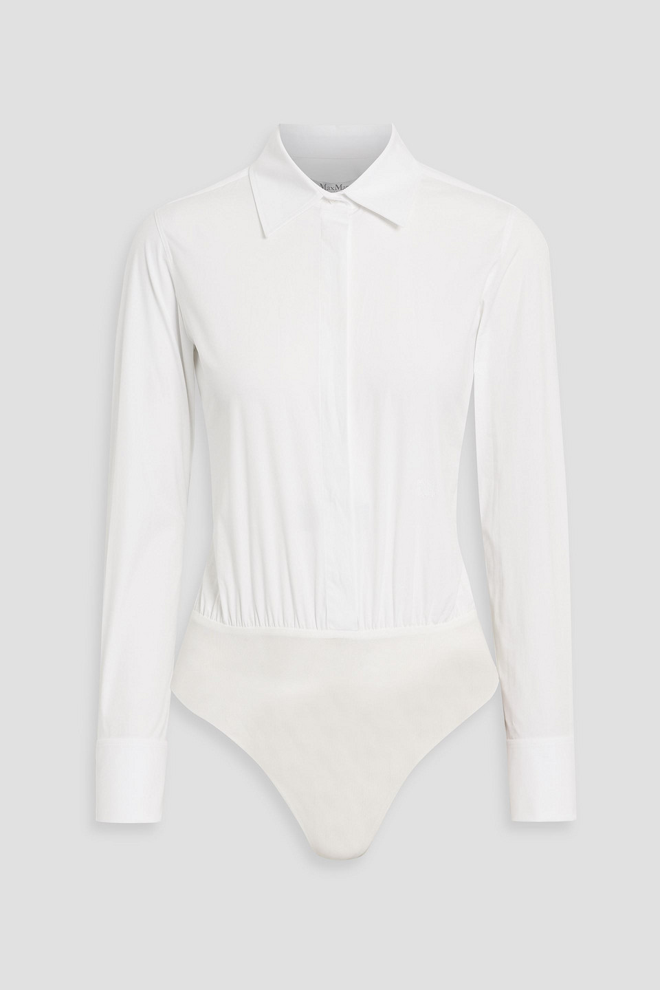 Max Mara Cotton-blend Poplin Bodysuit In White
