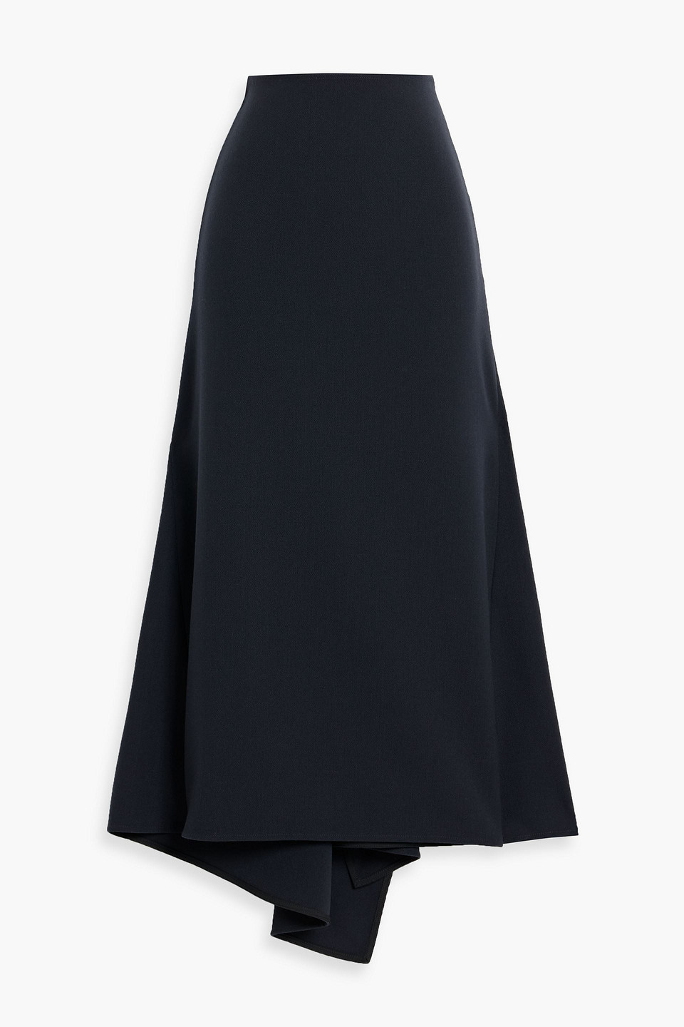 Victoria Beckham Draped Twill Midi Skirt In Blue