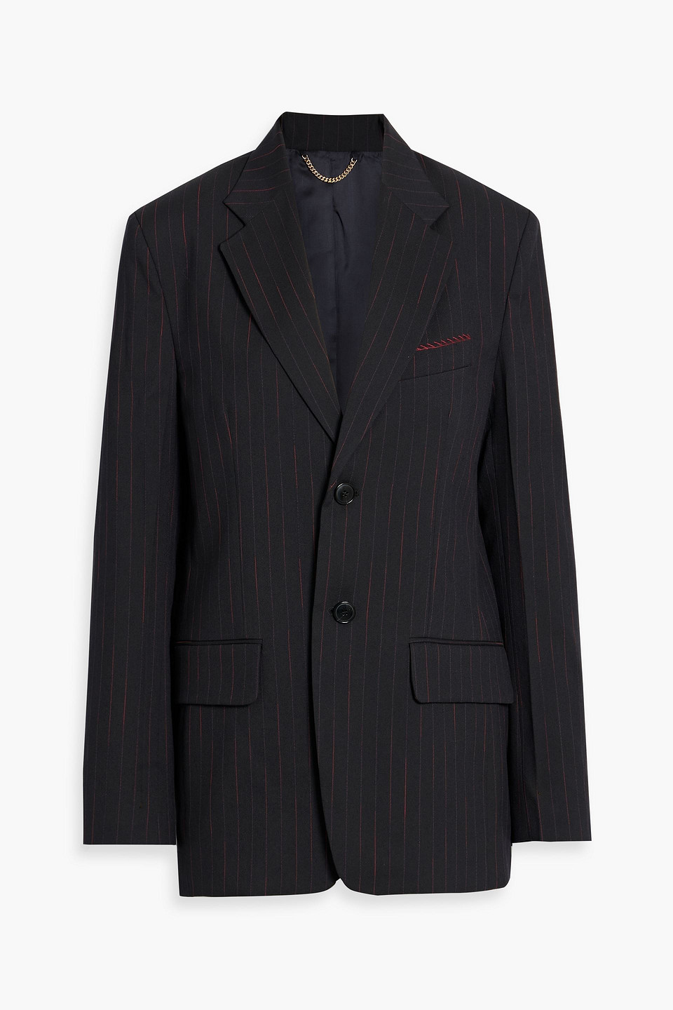 victoria beckham - pinstriped wool-blend twill blazer - blue - uk/au 4