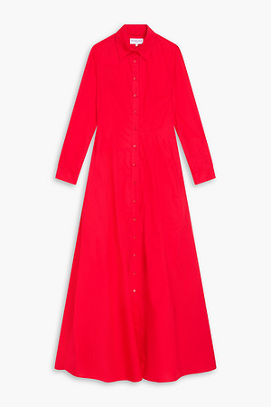 evi grintela cotton poplin maxi shirt dress Blue Valerie belted ruffled striped cotton-poplin maxi dress