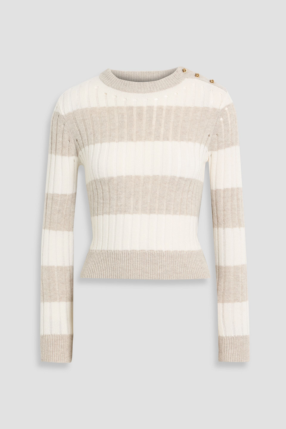 max mara - alfeo striped ribbed wool and cashmere-blend sweater - white - m