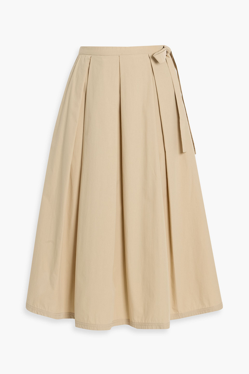 Weekend Max Mara Folk Pleated Cotton-poplin Midi Skirt In Neutral