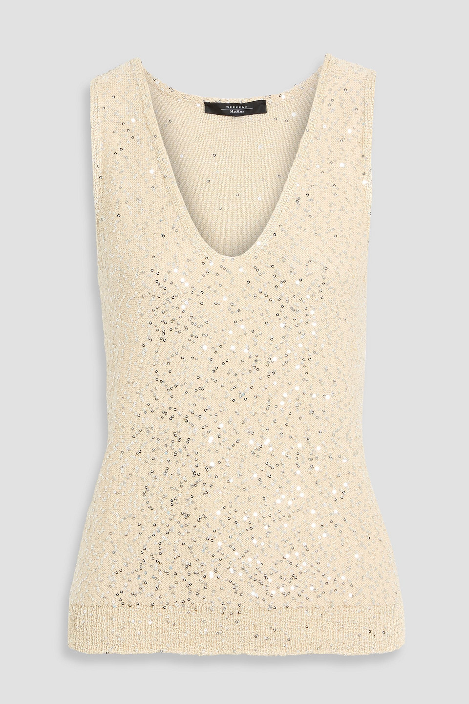 weekend max mara - colomba sequin-embellished knitted top - neutral - s