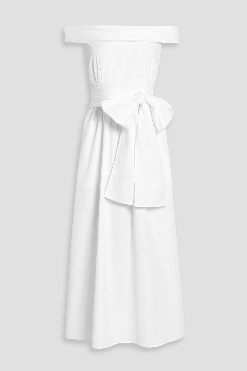 Weekend Max Mara Prosit Off-the-shoulder Cotton-poplin Midi Dress In White