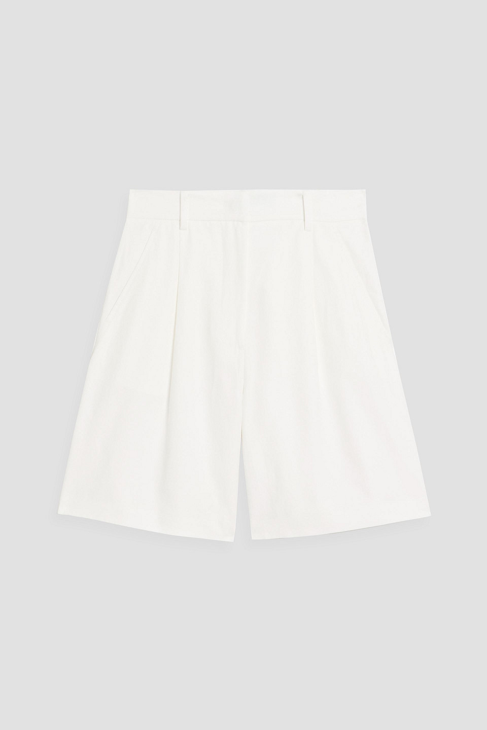 weekend max mara - ecuba pleated cotton and linen-blend shorts - white - it 36