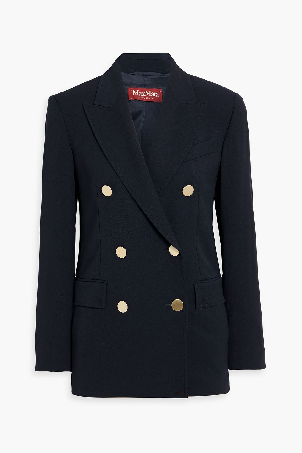 Max Mara Edicola Double-breasted Wool-twill Blazer In Blue