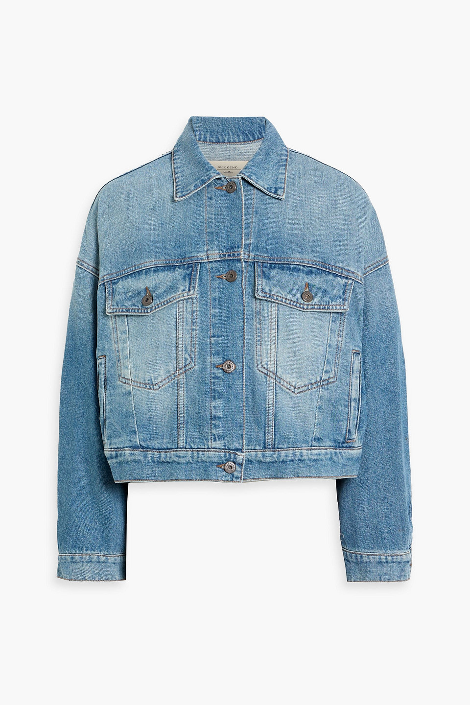 weekend max mara - fiumana cropped denim jacket - blue - it 34