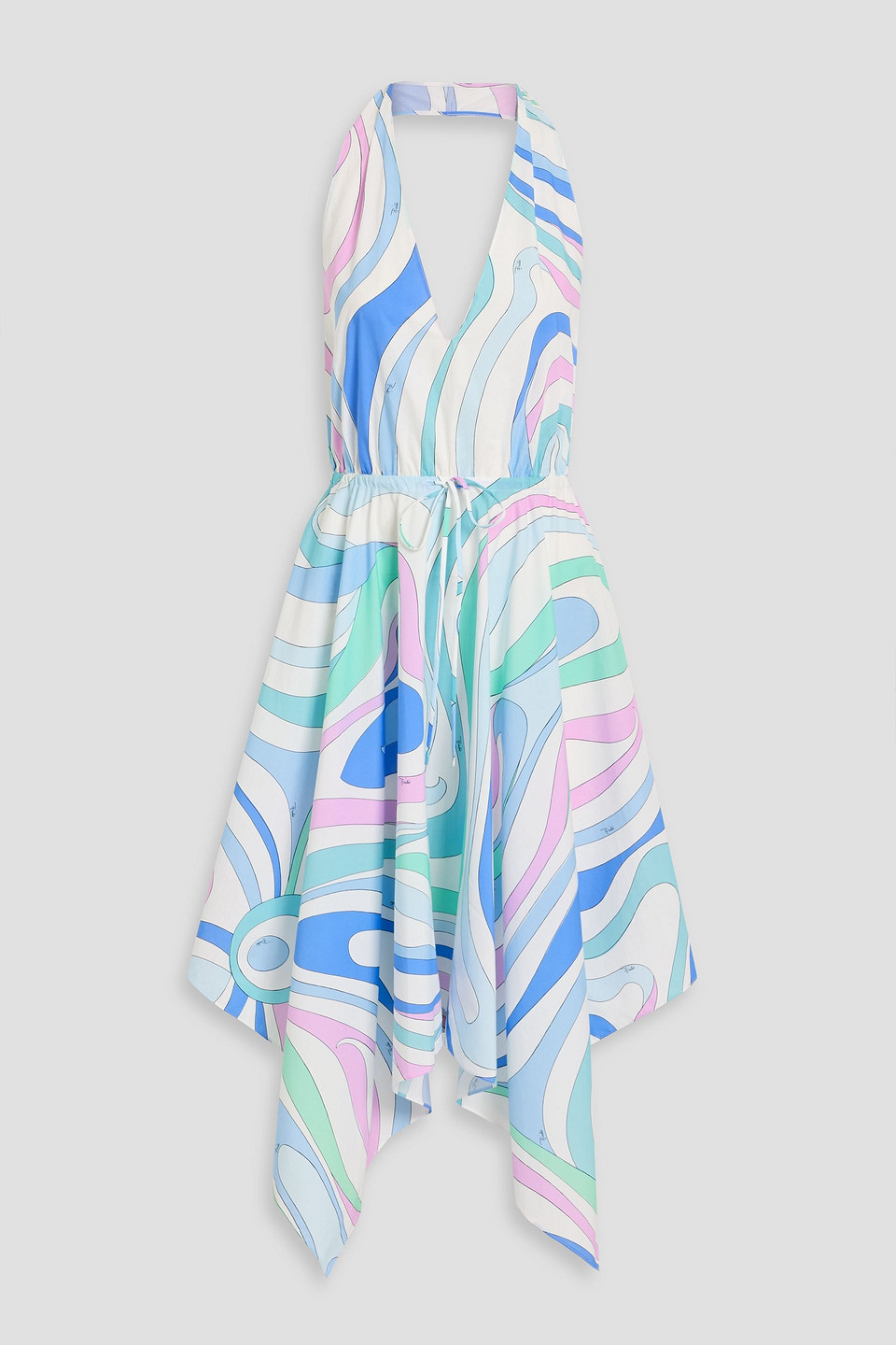 Pucci Open-back Printed Cotton-poplin Halterneck Midi Dress In Multi