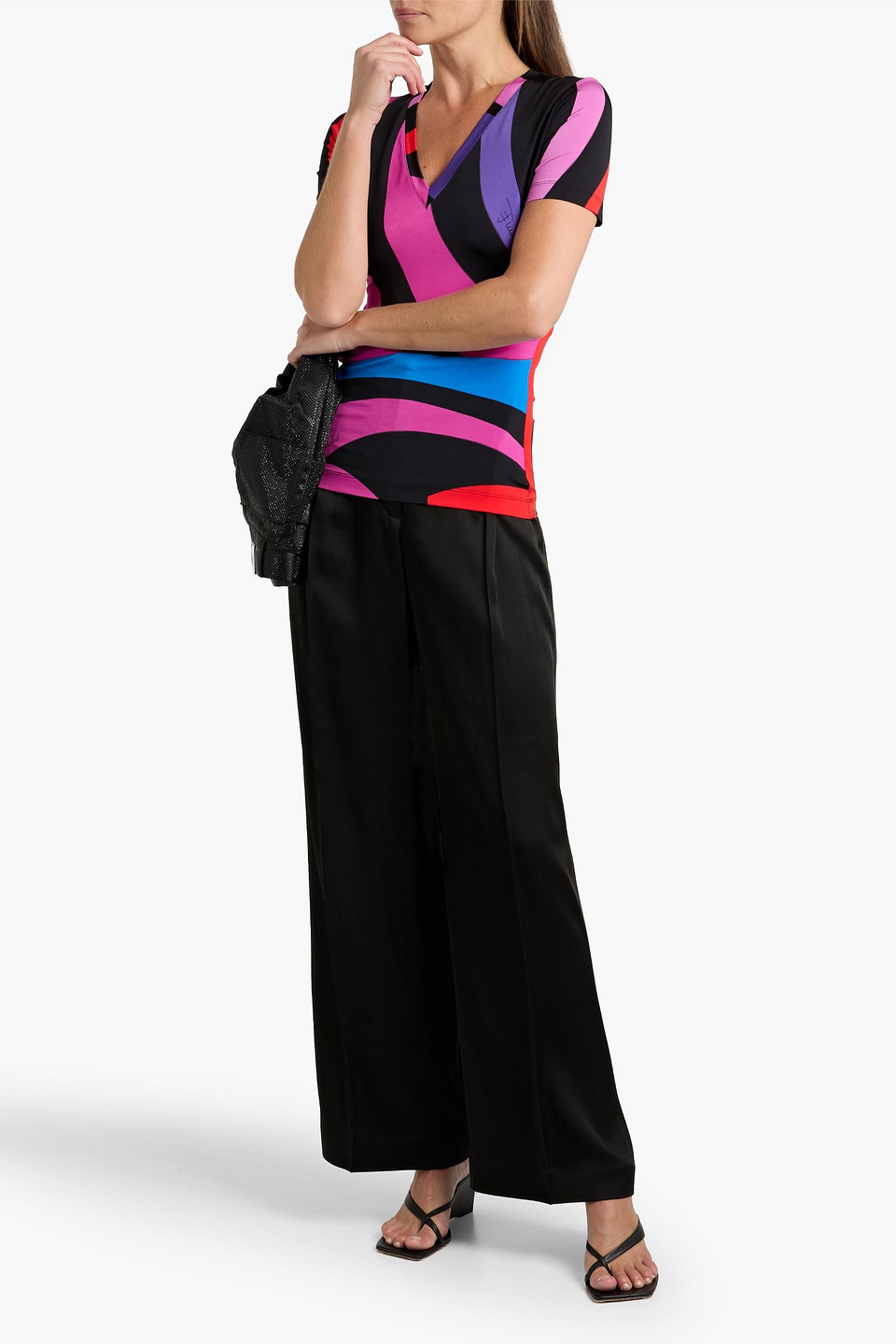 Pucci Printed Stretch-jersey Top In Multi