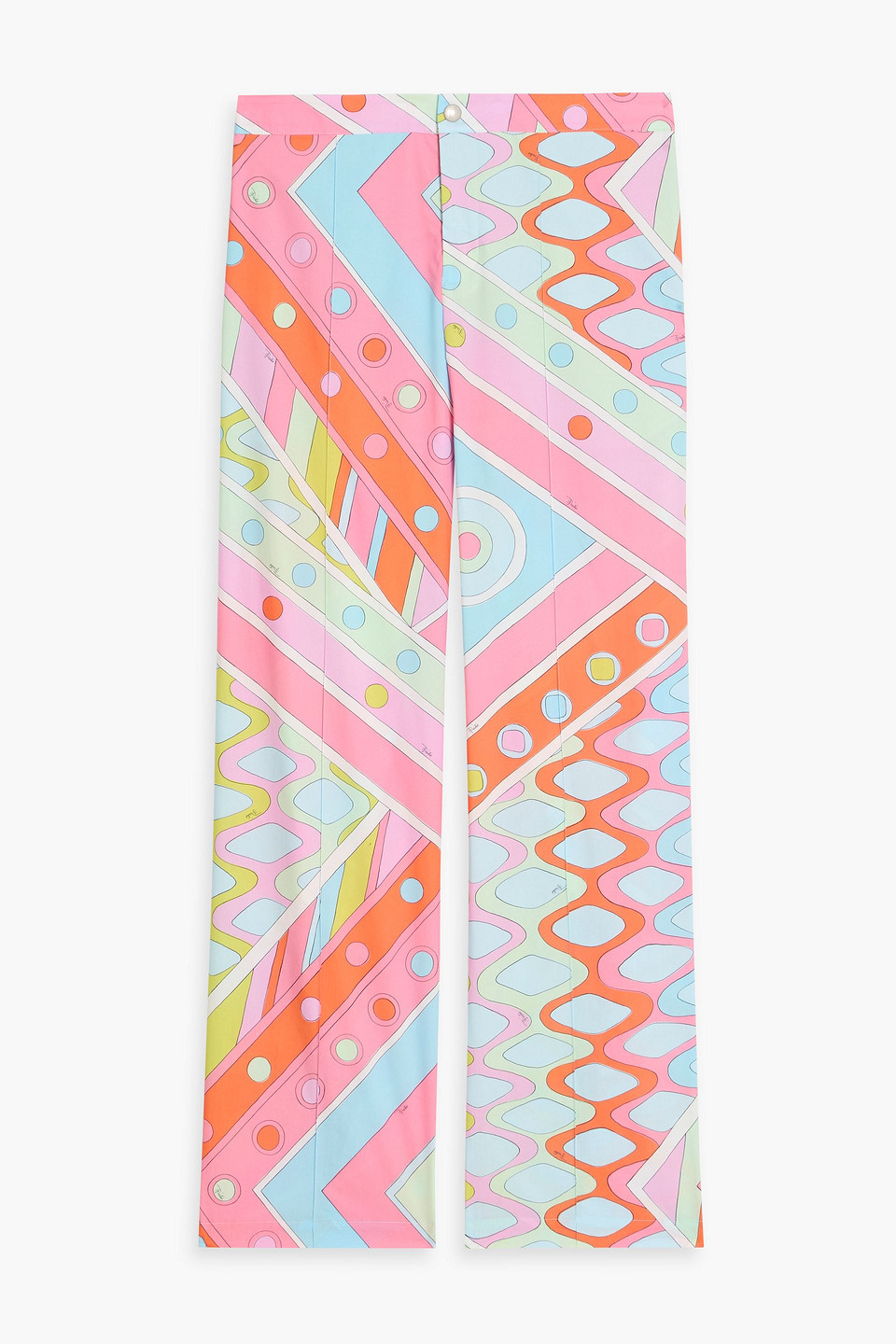 pucci - printed cotton-poplin straight-leg pants - pink - l