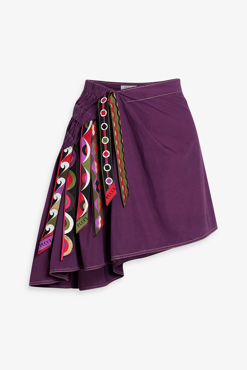 Pucci Asymmetric Silk Mini Skirt In Purple