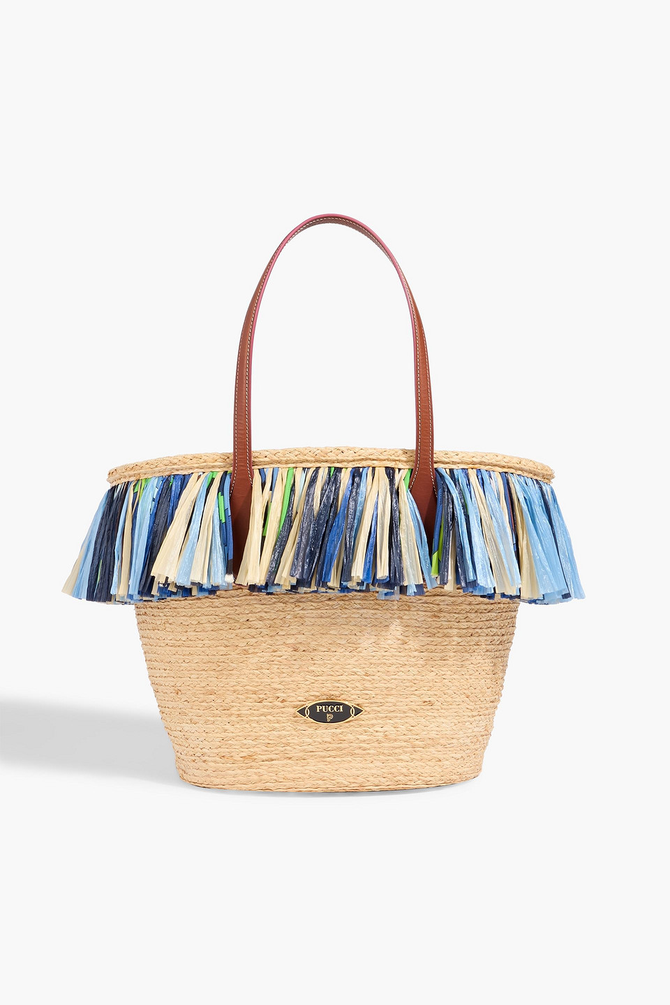 Pucci Fringed Straw Tote In Neutral
