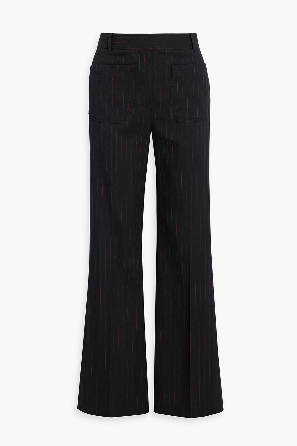 Victoria Beckham Alina Pinstriped Wool-blend Twill Wide-leg Pants In Black