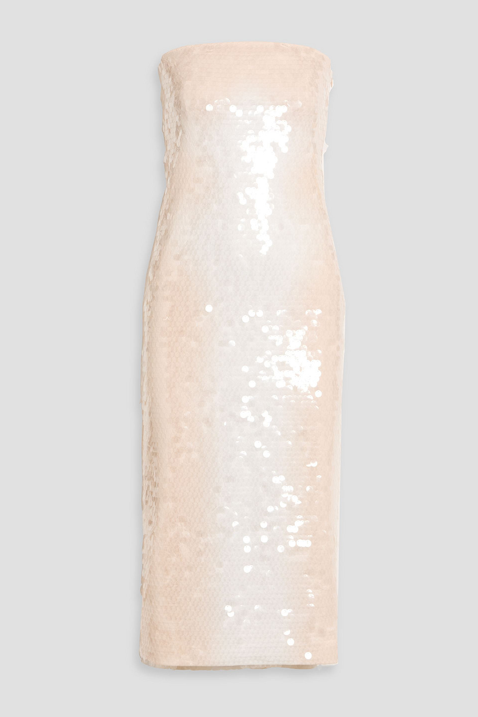 sportmax - stemma strapless sequined jersey midi dress - neutral - m