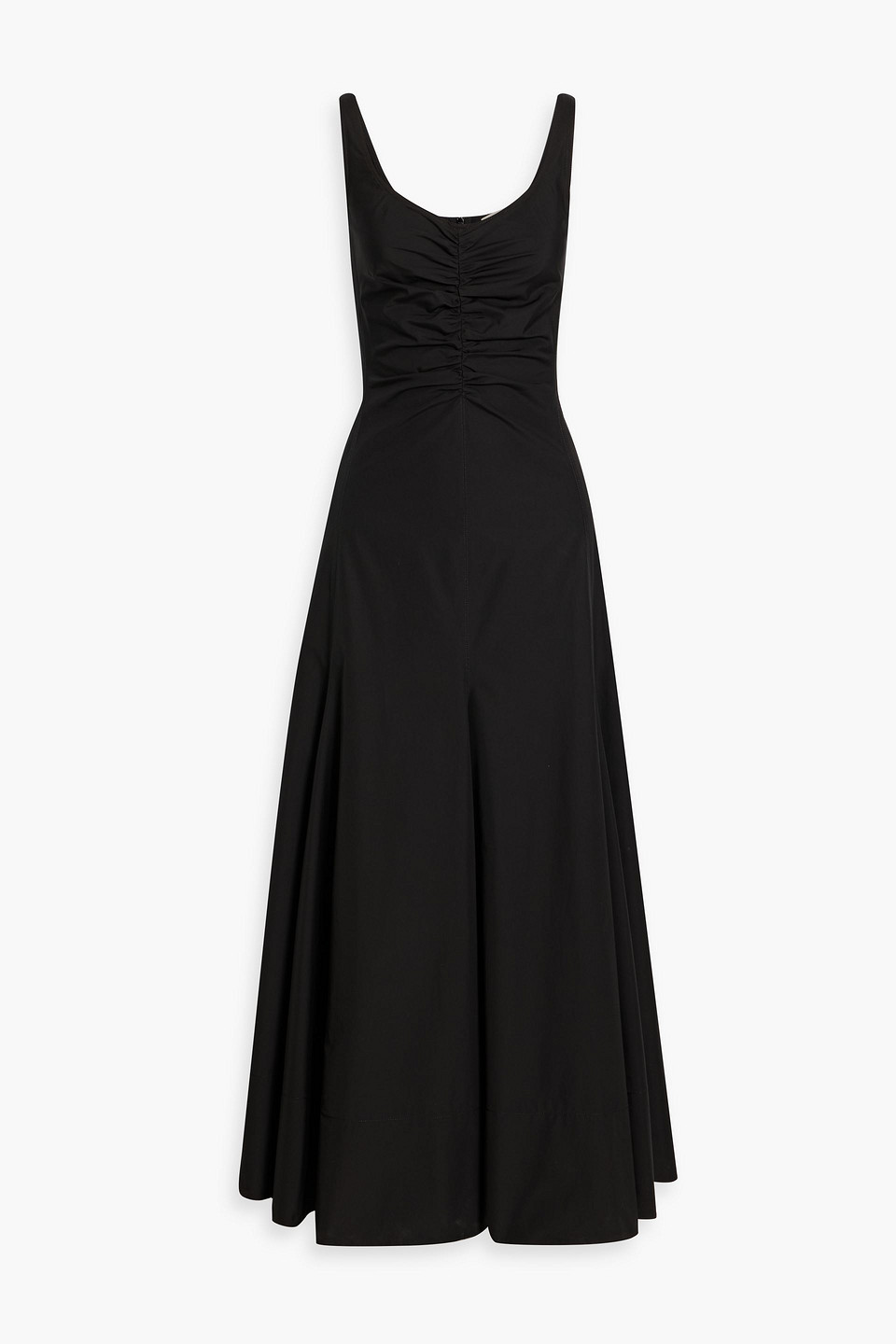 sportmax - galante flared cotton-poplin maxi dress - black - it 34