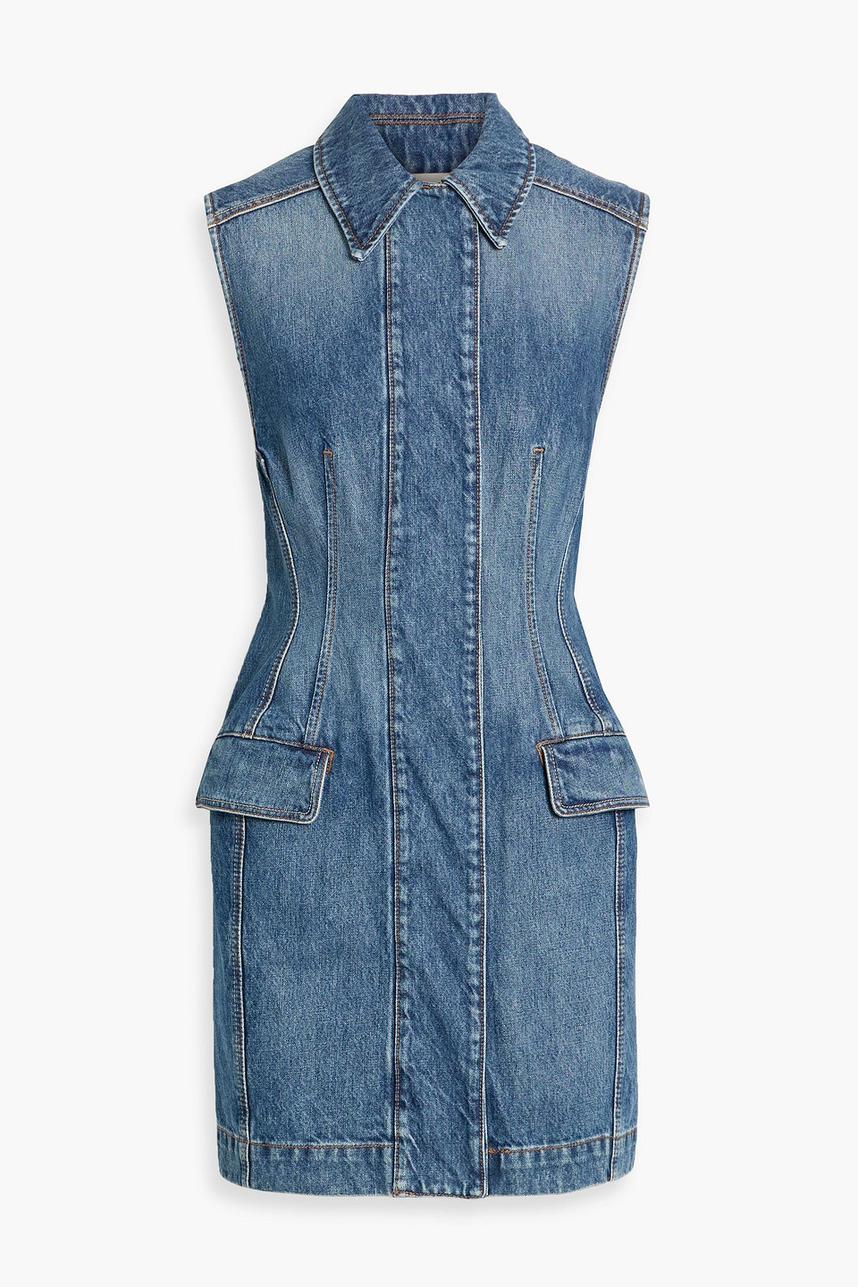 sportmax - carabo denim mini shirt dress - blue - it 34