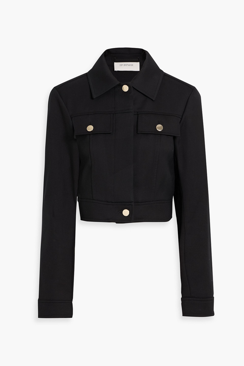 Sportmax Mela Cropped Cotton-blend Twill Jacket In Black