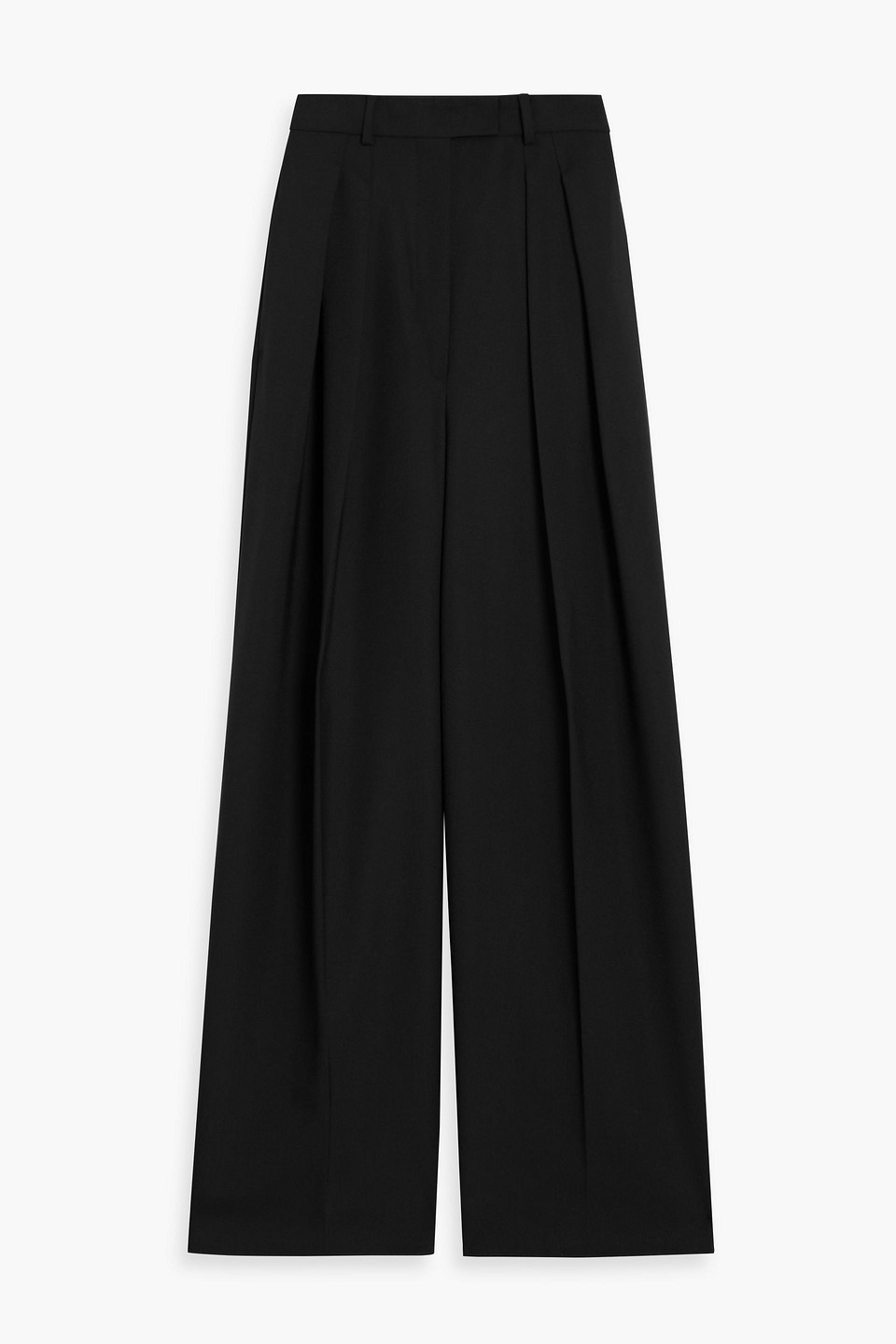 Sportmax Favetta Pleated Grain De Poudre Wool Wide-leg Pants In Black