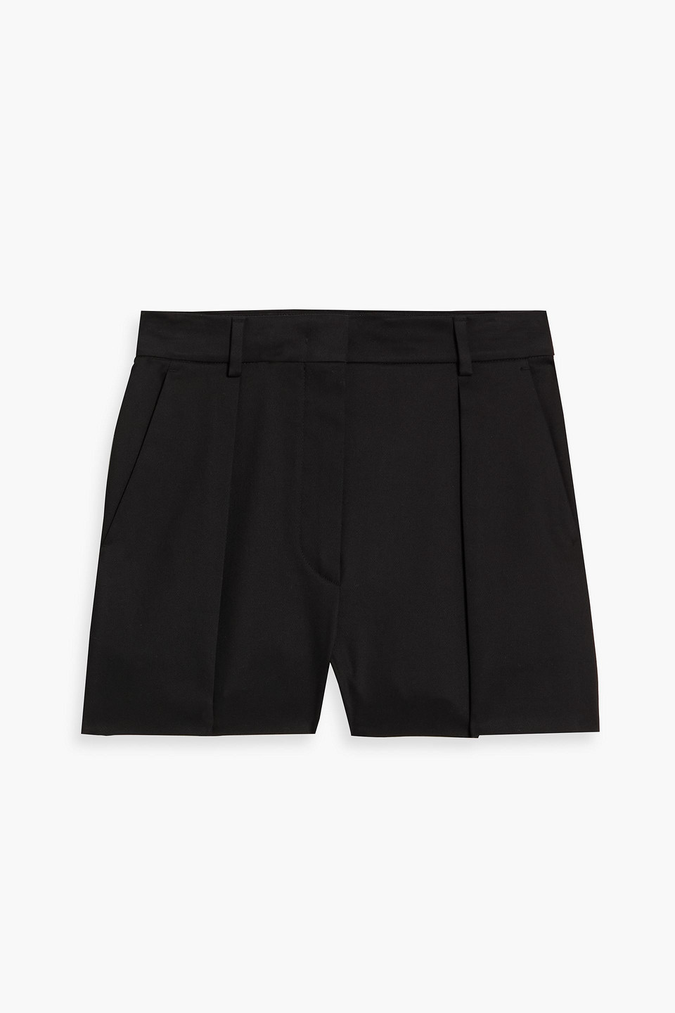 Sportmax Unico Pleated Cotton-blend Twill Shorts In Black