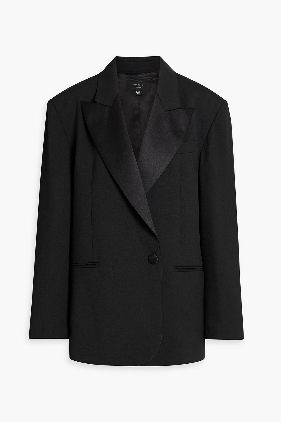 Weekend Max Mara Satin-trimmed Twill Blazer In Black