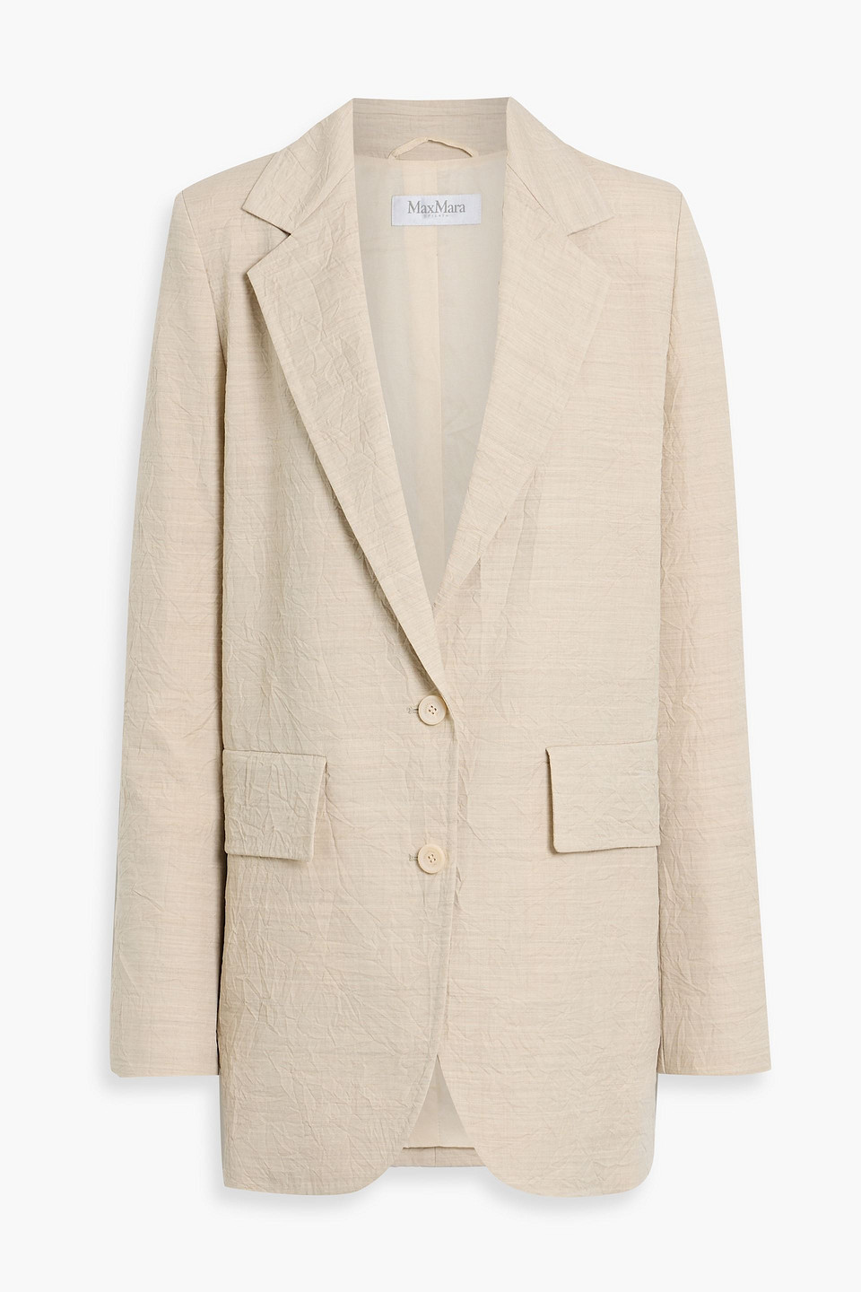 Max Mara Crinkled Wool Blazer In Neutral