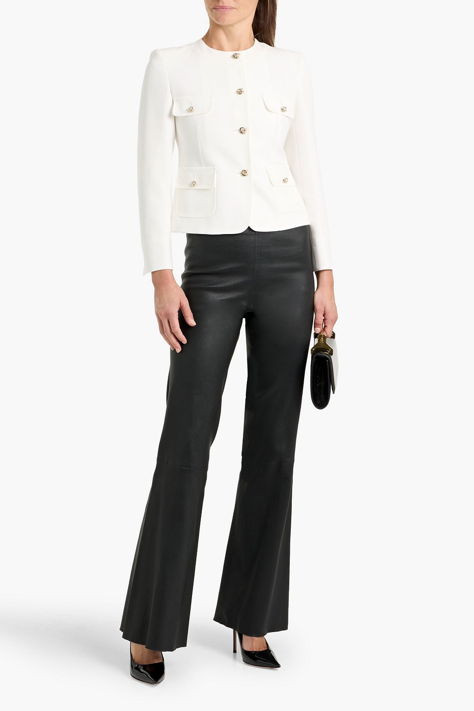 Max Mara Collarless Jacket In White