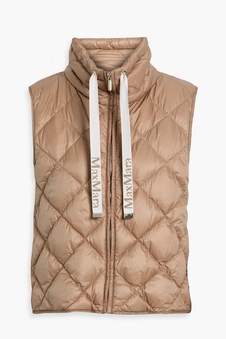 max mara - quilted shell vest - brown - it 40