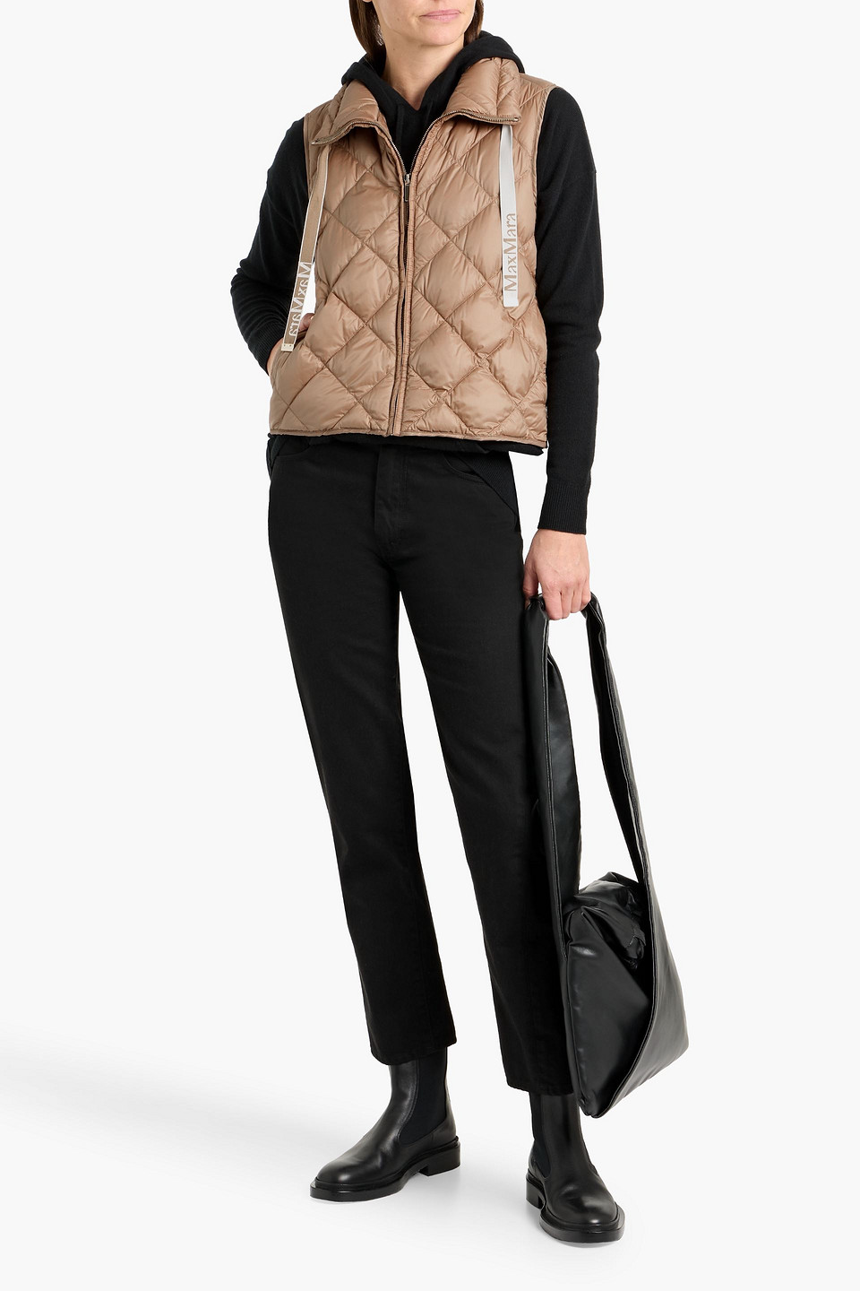 Max Mara Quilted Shell Vest In Brown
