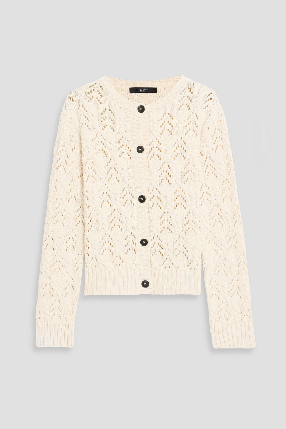 Weekend Max Mara Pointelle-knit Cotton-blend Cardigan In White