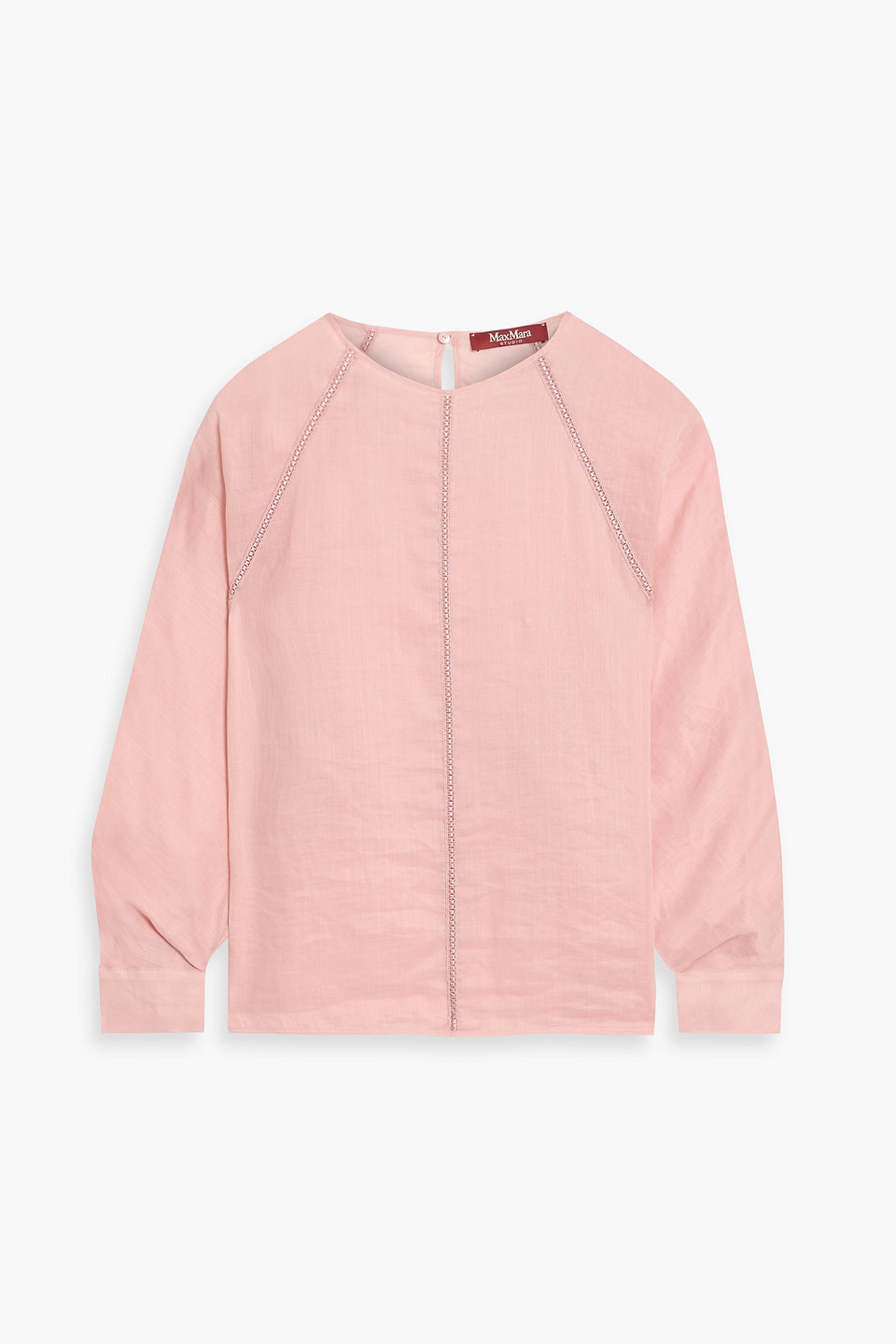 max mara - edile crochet-trimmed rami-gauze top - pink - it 36