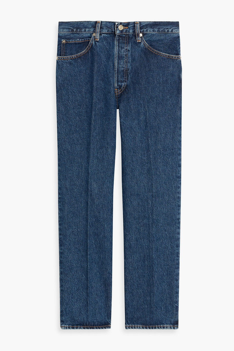 Frame The Vertical Cropped High-rise Straight-leg Jeans In Blue