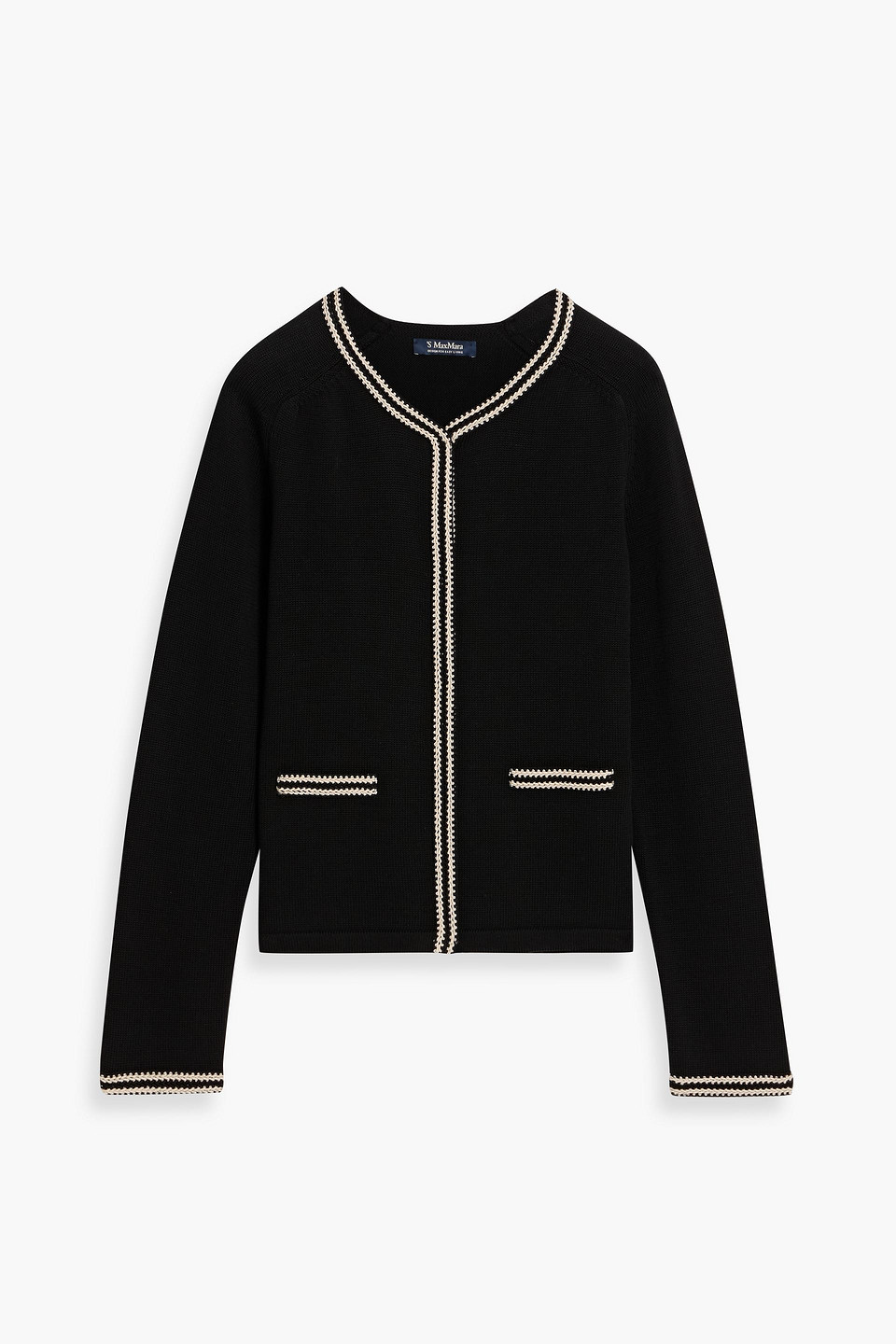 Max Mara Embroidered Cotton Cardigan In Black