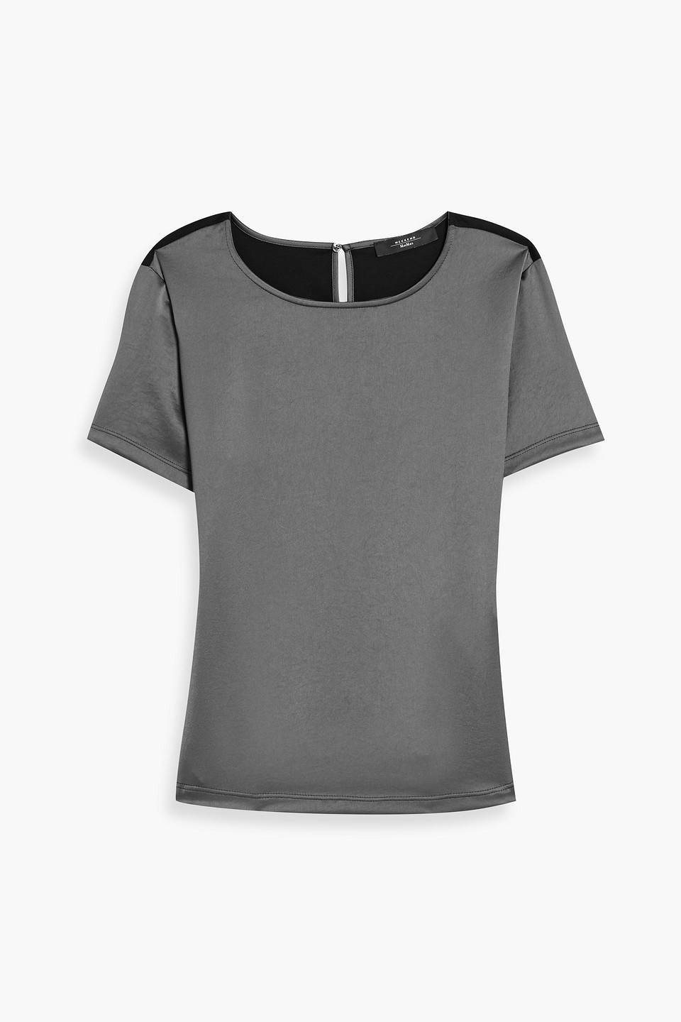 weekend max mara - paneled satin and lyocell-blend top - gray - m