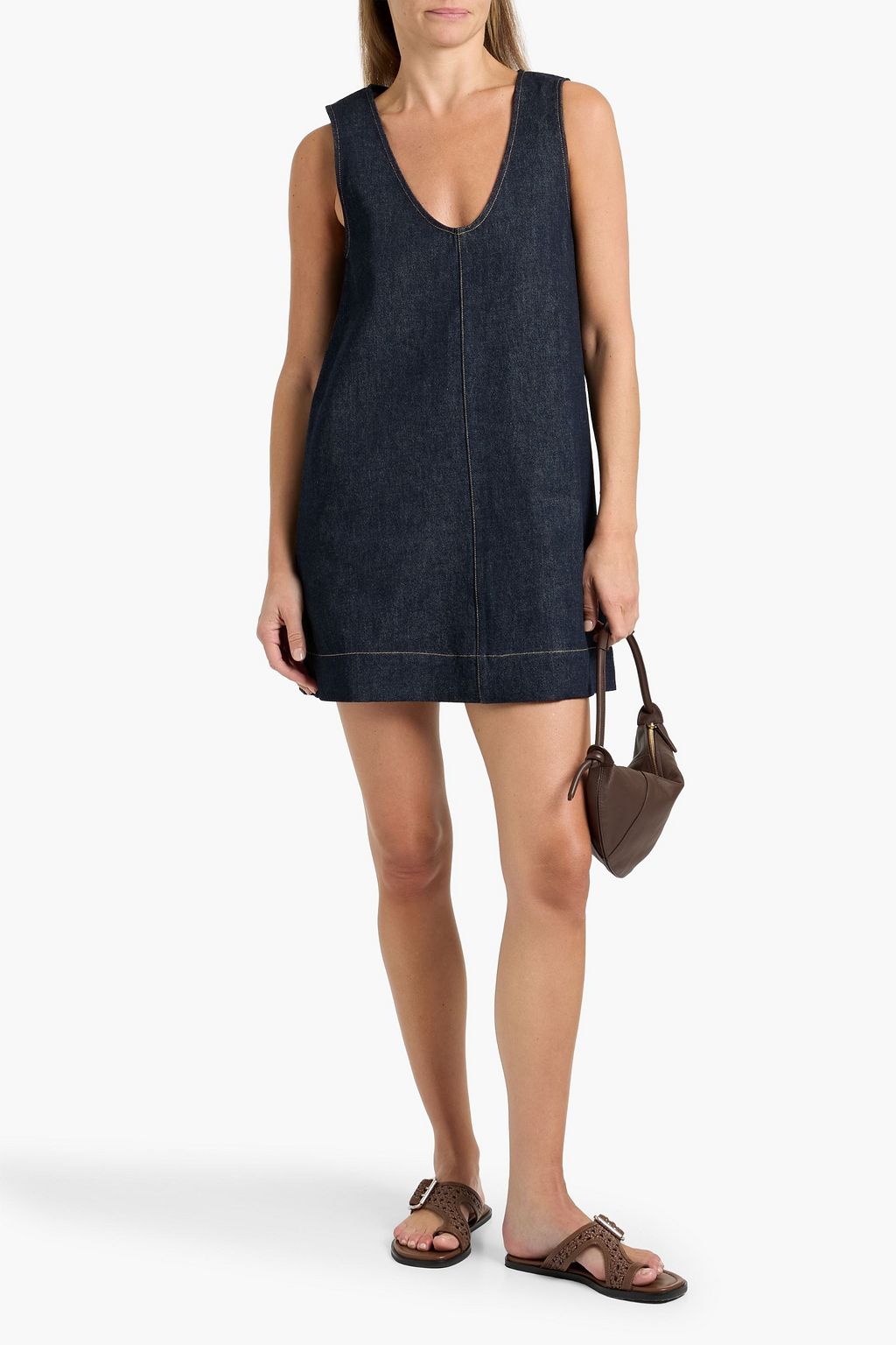 frame micro flare denim mini dress Frame Micro Flare Denim Minidress