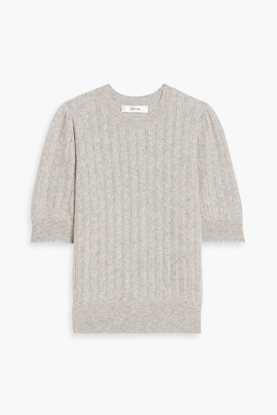 frame - pointelle-knit cashmere sweater - gray - xs