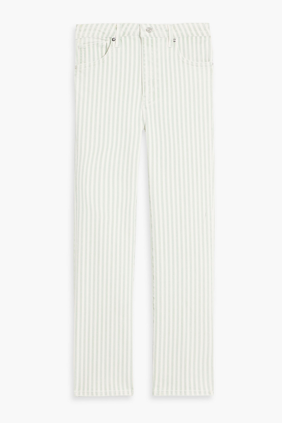 Frame The Reboot Crop Striped High-rise Straight-leg Jeans In Green