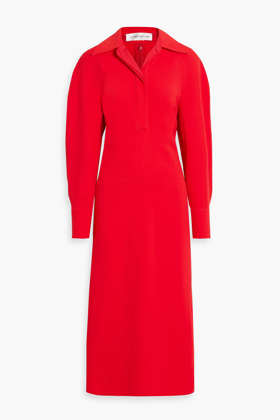 Victoria Beckham Crepe Midi Shirt Dress In Red