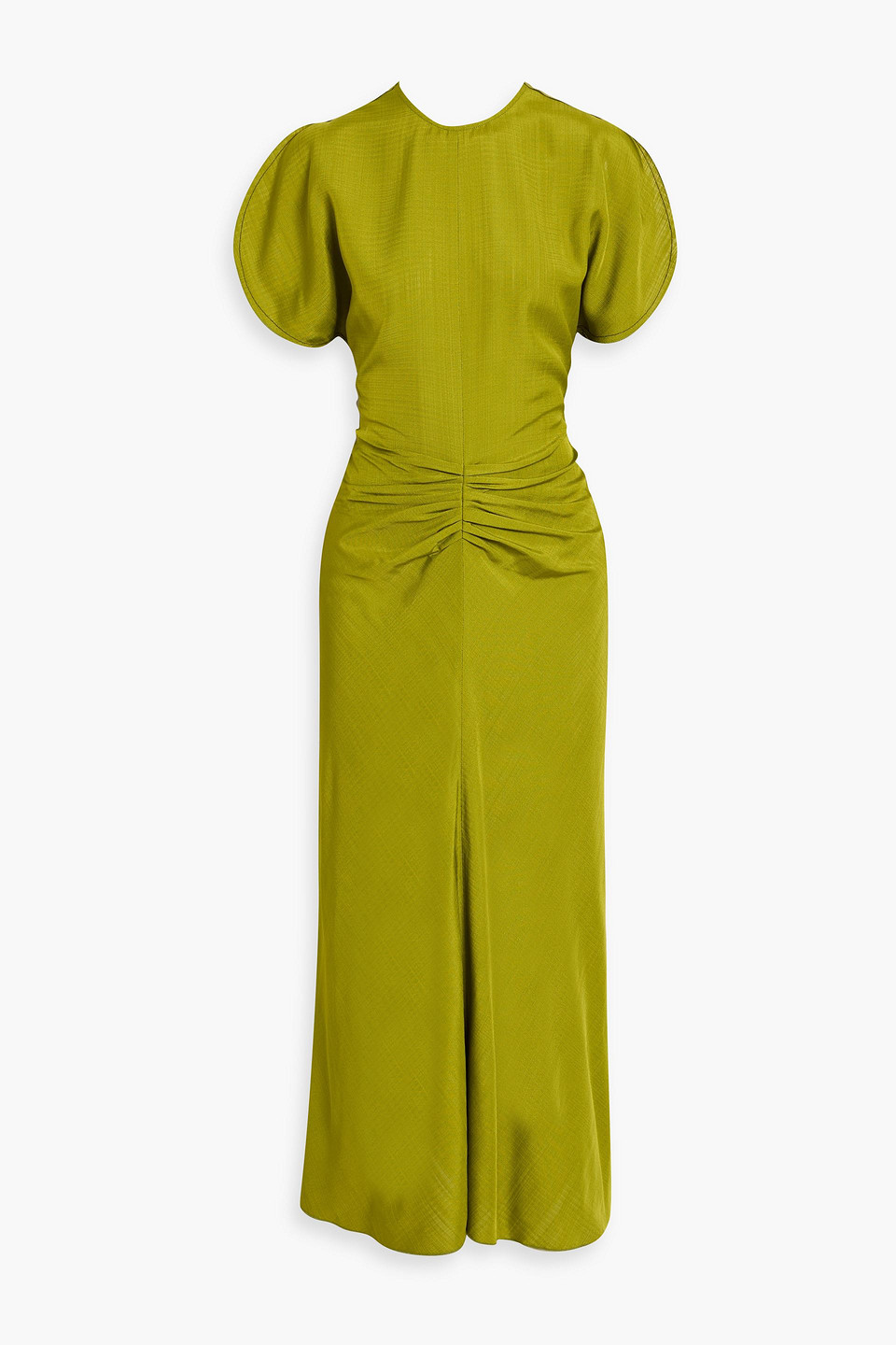 victoria beckham - gathered crepe midi dress - green - uk/au 6