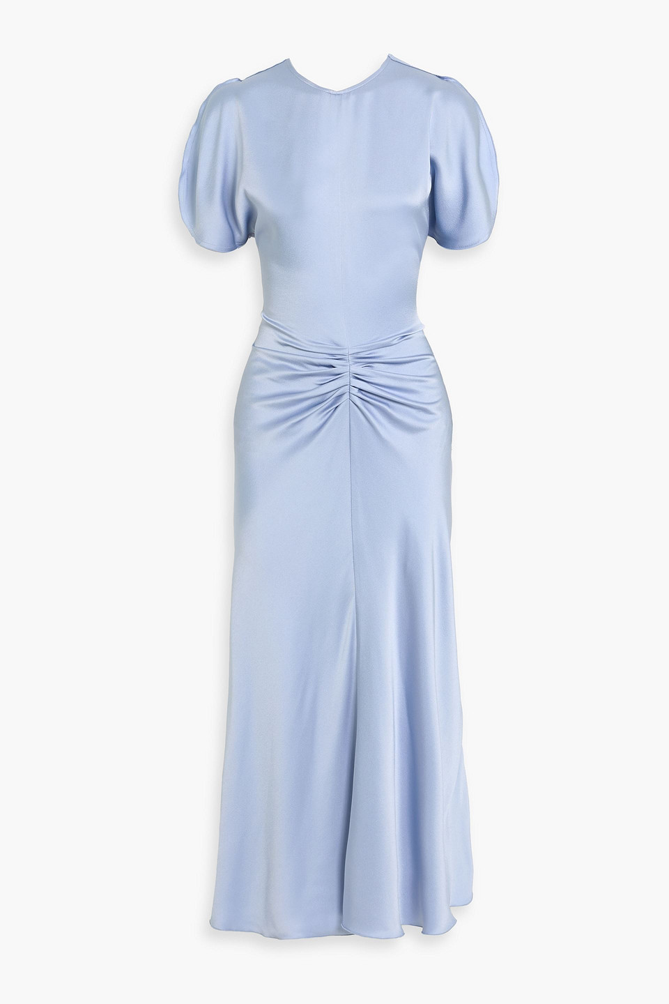 victoria beckham - gathered satin midi dress - purple - uk/au 6