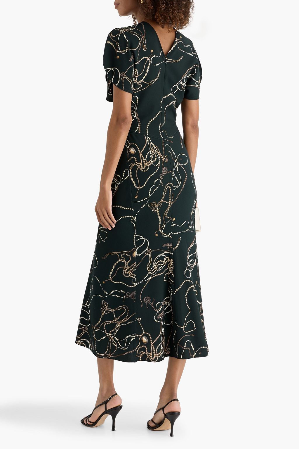 victoria beckham midi dress Asymmetric draped satin-crepe midi dress - light blue