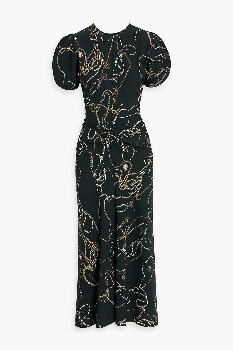 Victoria Beckham Cutout Printed Crepe Midi Dress In Black