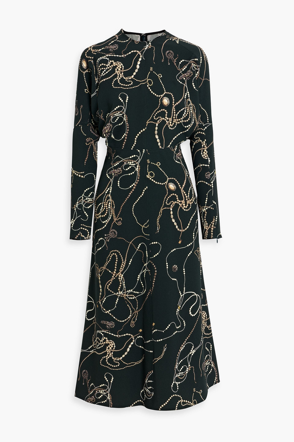 victoria beckham - printed crepe midi dress - green - uk/au 4