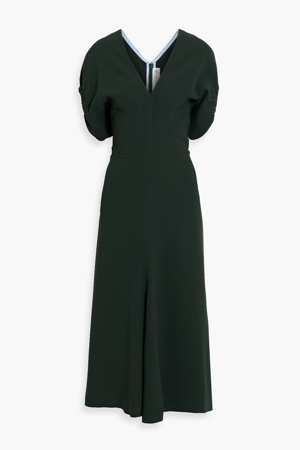 Victoria Beckham Draped Crepe Midi Dress In Green