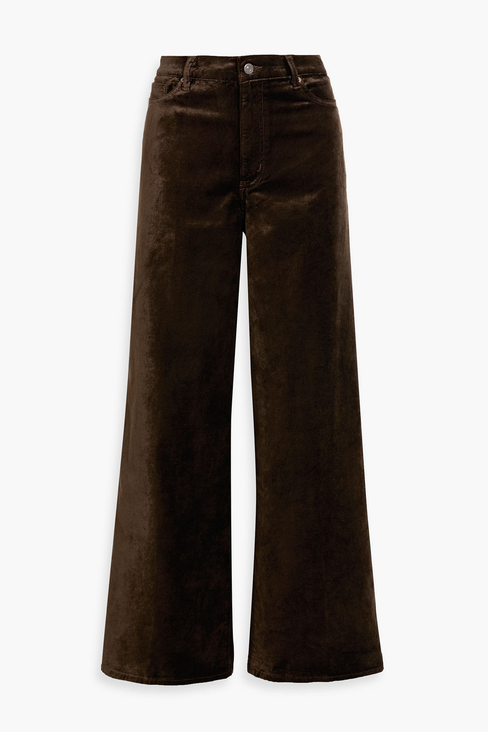 frame - le slim palazzo cotton-blend velvet wide-leg pants - brown - 25