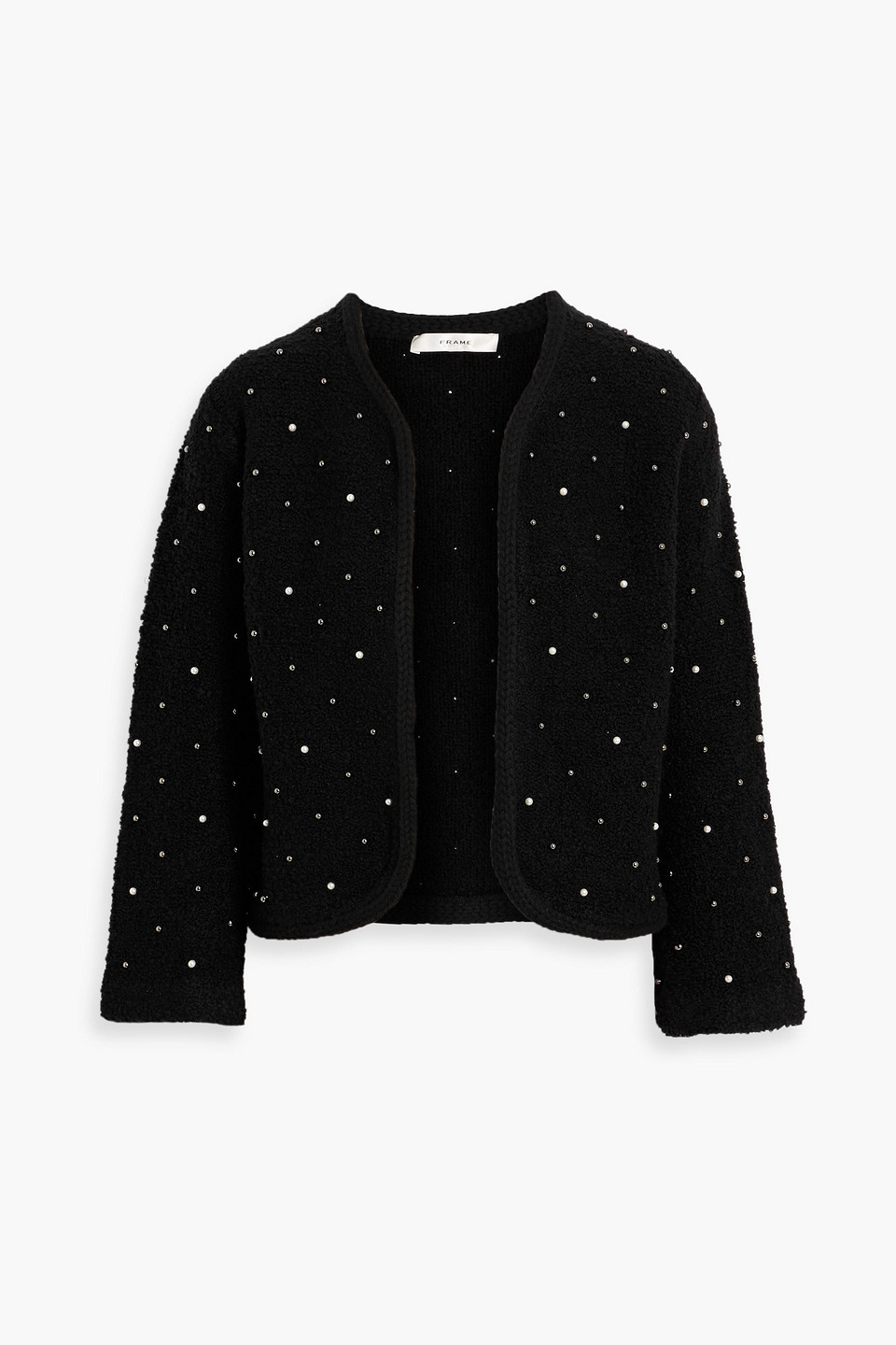 frame - embellished wool-blend jacket - black - xs