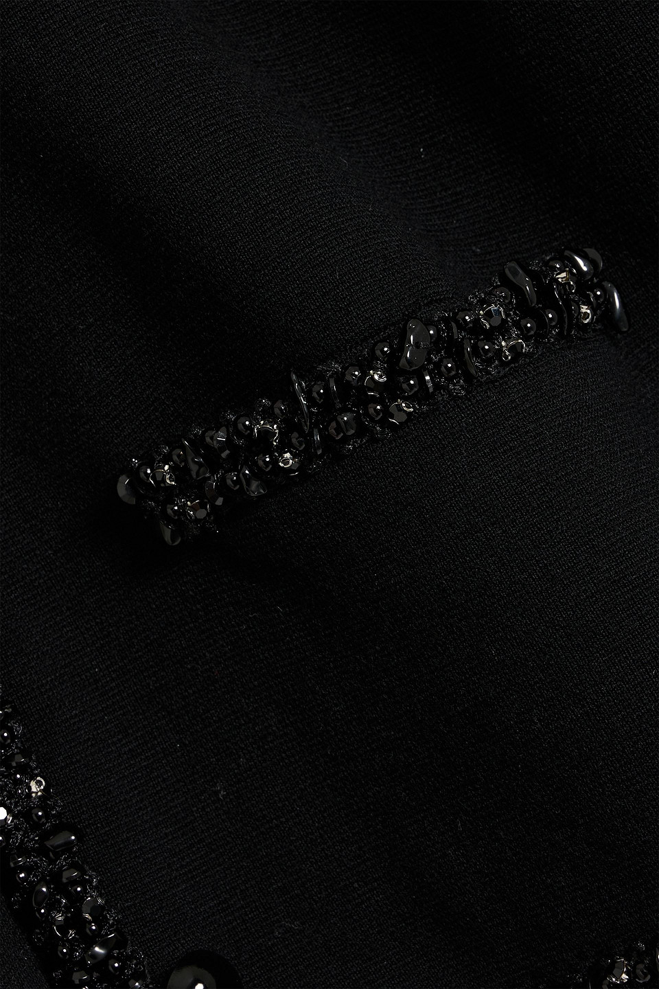 Frame Bead-embellished Wool-blend Jacket In Black